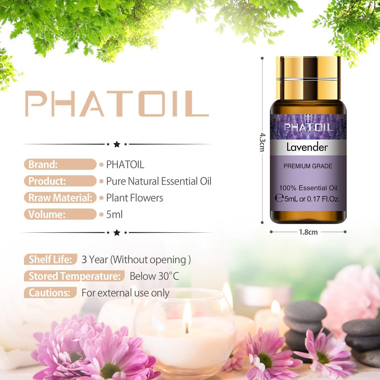 PHATOIL 15-Piece Essential Oils Gift Set – 100% Natural, 5ml Bottles
