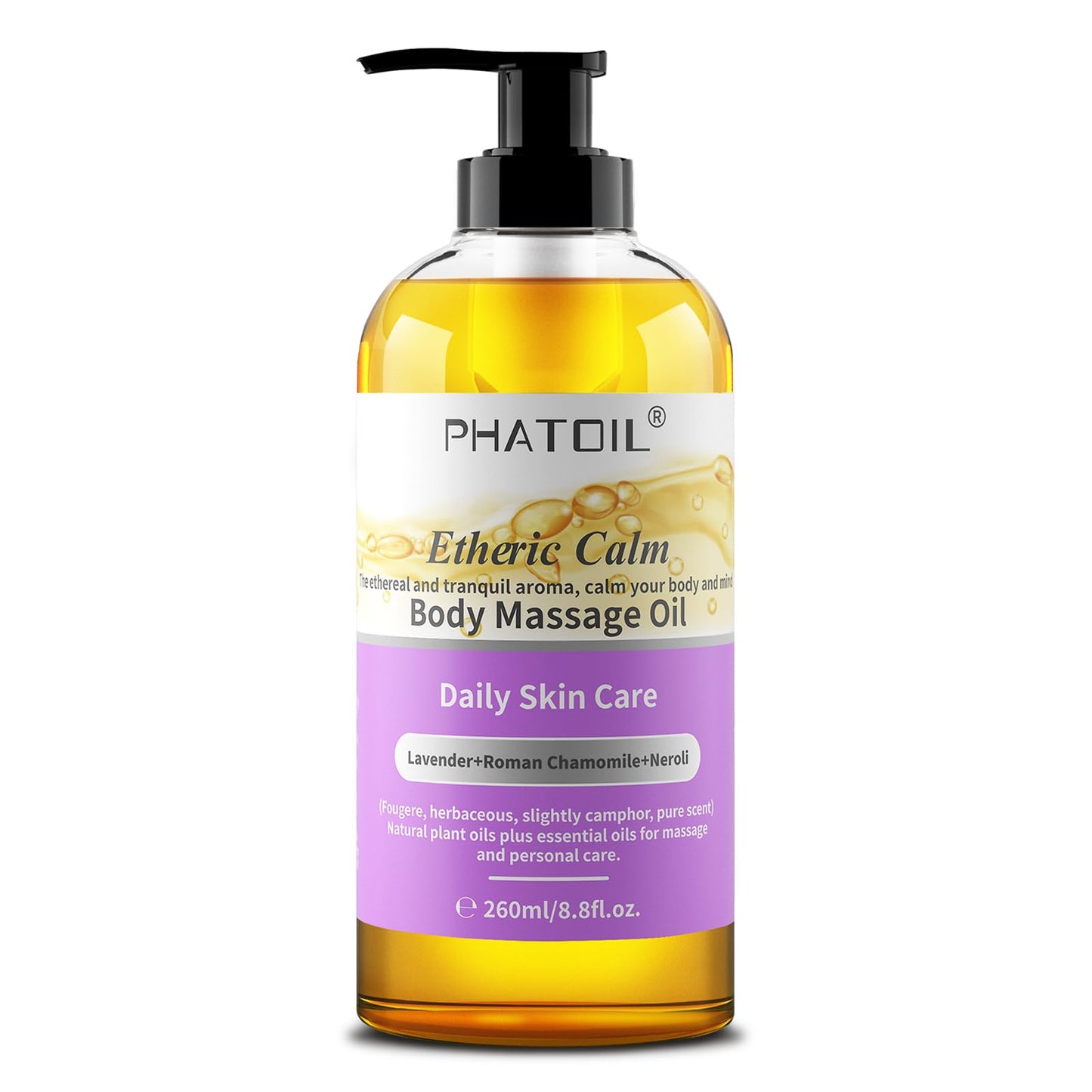 PHATOIL Etheric Calm Body Massage Oil 260 ml – Lavender, Roman Chamomile & Neroli