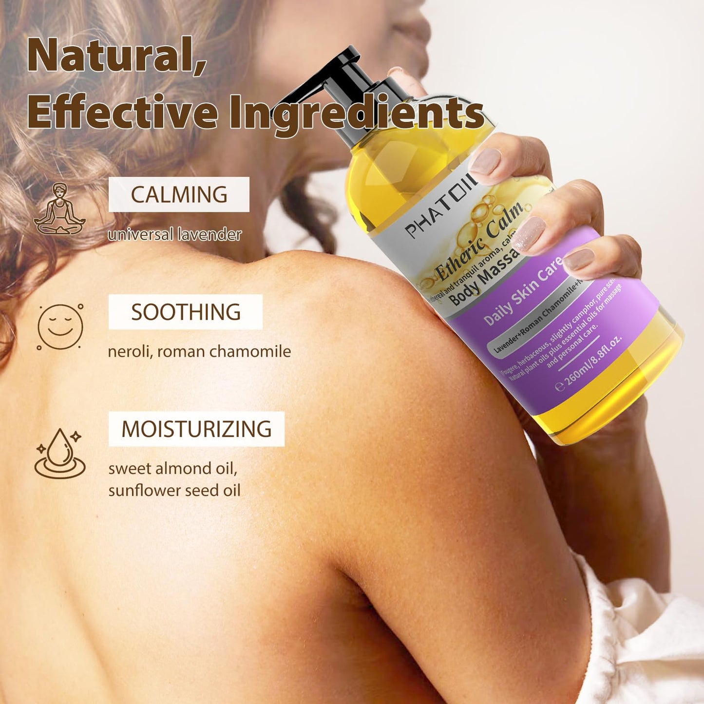 PHATOIL Etheric Calm Body Massage Oil 260 ml – Lavender, Roman Chamomile & Neroli