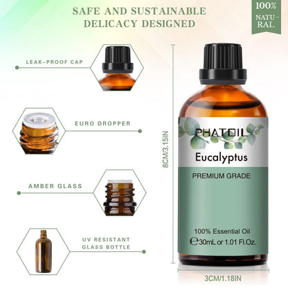 PHATOIL Eucalyptus Essential Oil 30ml – Pure Eucalyptus Oil for Diffusers, Aromatherapy & DIY Crafts