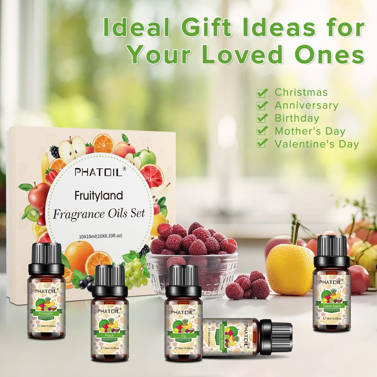 PHATOIL Coconut & Vanilla Fragrance Oils Set – 10 Pcs for Diffusers