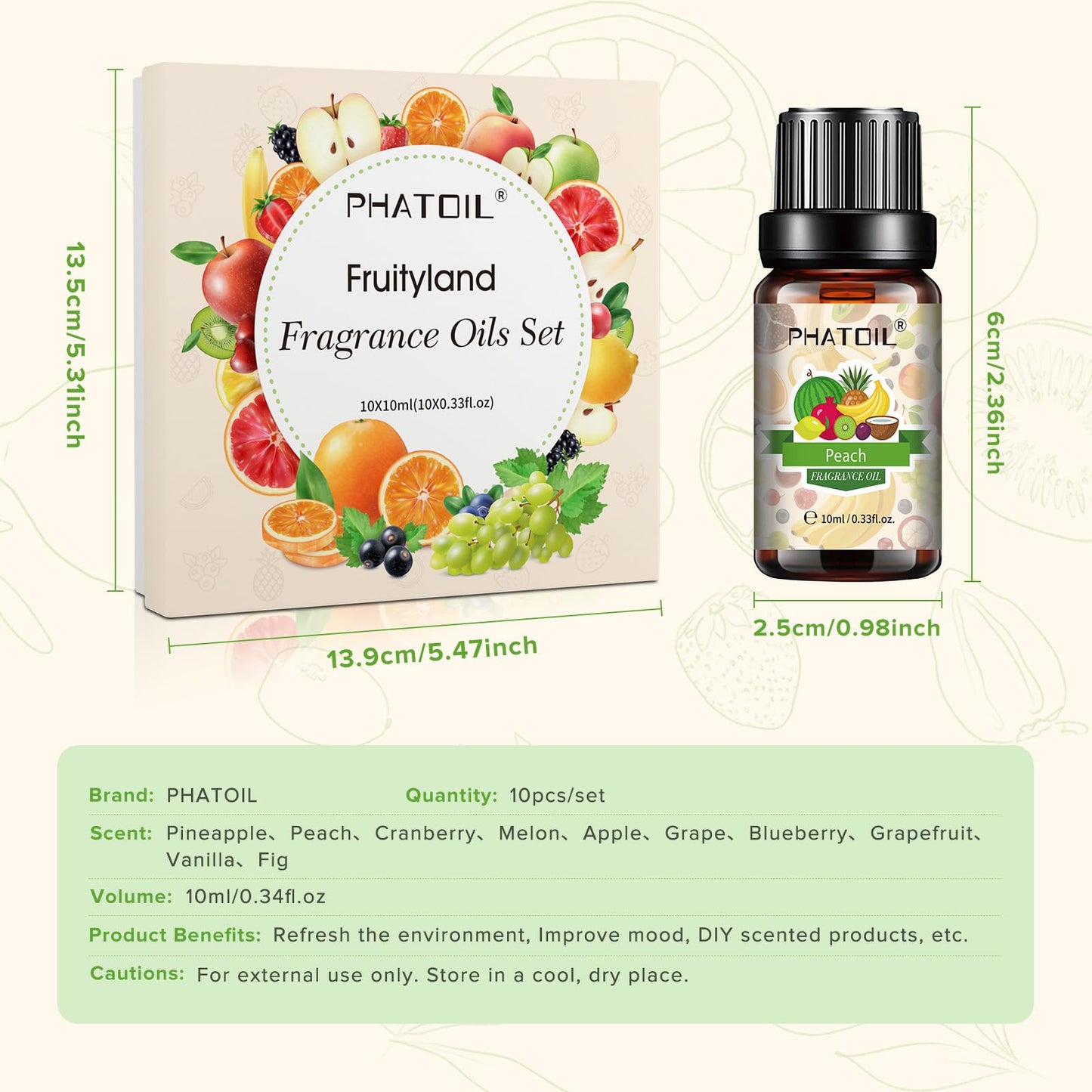 PHATOIL Coconut & Vanilla Fragrance Oils Set – 10 Pcs for Diffusers