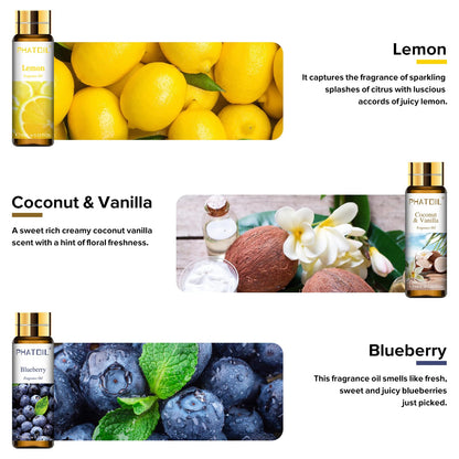 PHATOIL 9-Piece Fruit Fragrance Oil Set – 10ml Each for Soap Making & Diffusers