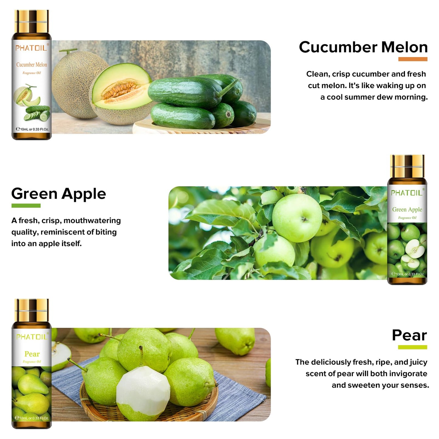 PHATOIL 9-Piece Fruit Fragrance Oil Set – 10ml Each for Soap Making & Diffusers