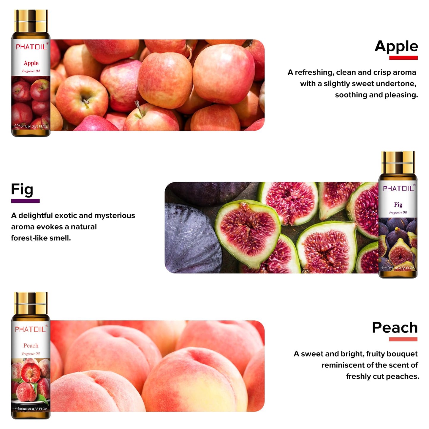 PHATOIL 9-Piece Fruit Fragrance Oil Set – 10ml Each for Soap Making & Diffusers