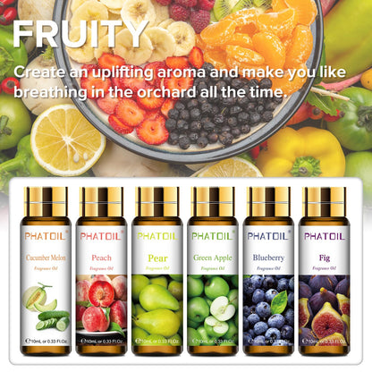 PHATOIL 9-Piece Fruit Fragrance Oil Set – 10ml Each for Soap Making & Diffusers