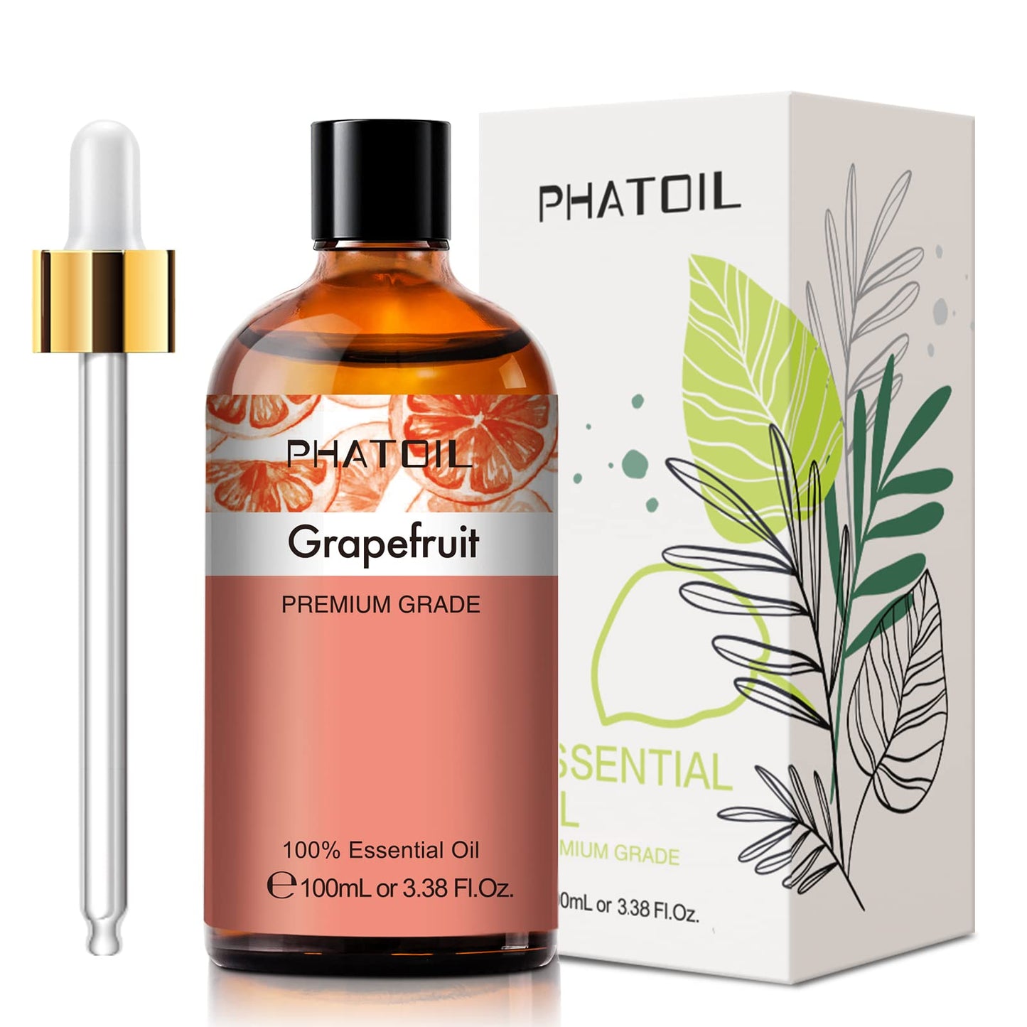PHATOIL Grapefruit Essential Oil 100ml with Glass Dropper | Aromatherapy, Diffusers & DIY Crafts