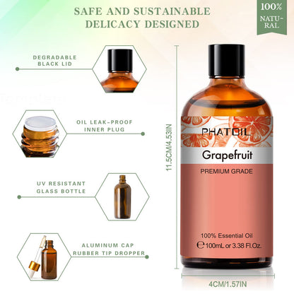 PHATOIL Grapefruit Essential Oil 100ml with Glass Dropper | Aromatherapy, Diffusers & DIY Crafts