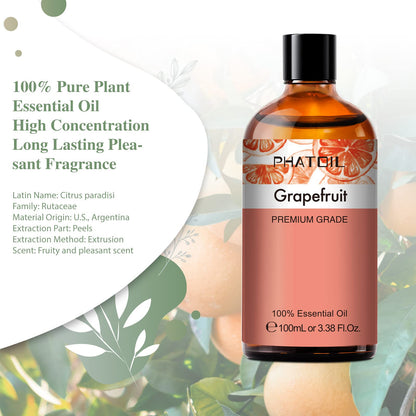 PHATOIL Grapefruit Essential Oil 100ml with Glass Dropper | Aromatherapy, Diffusers & DIY Crafts