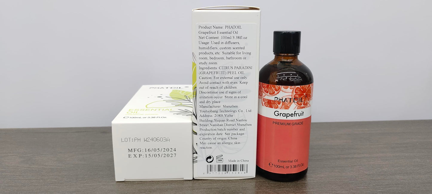 PHATOIL Grapefruit Essential Oil 100ml with Glass Dropper | Aromatherapy, Diffusers & DIY Crafts