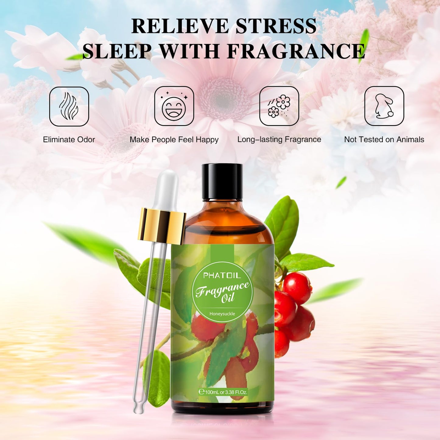 PHATOIL Honeysuckle Fragrance Oil 100ml (3.38 fl oz) | Aromatherapy, Diffuser Oil, DIY Candles & Soaps