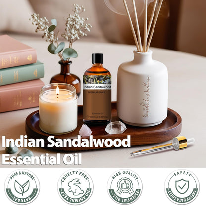 PHATOIL Indian Sandalwood Essential Oil - Pure 100ml for Hair & Skin