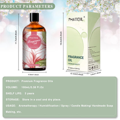 PHATOIL Japanese Magnolia Fragrance Oil – 3.38 fl oz / 100ml for Diffusers, Aromatherapy, DIY Candles & Soaps