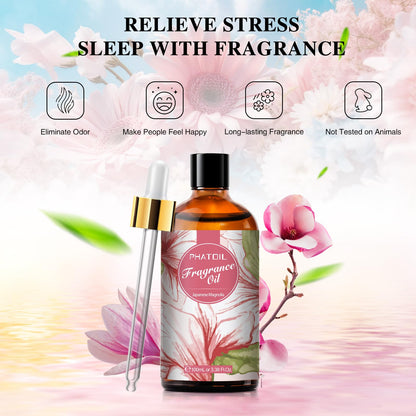 PHATOIL Japanese Magnolia Fragrance Oil – 3.38 fl oz / 100ml for Diffusers, Aromatherapy, DIY Candles & Soaps