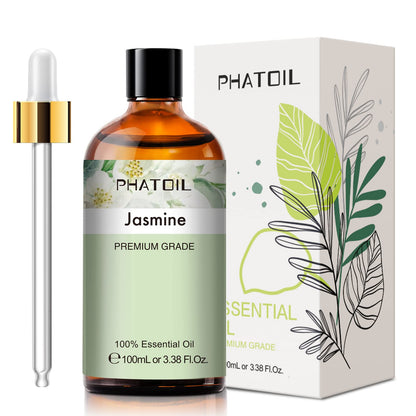 PHATOIL Jasmine Essential Oil 3.38 Fl Oz (100ml) with Glass Dropper