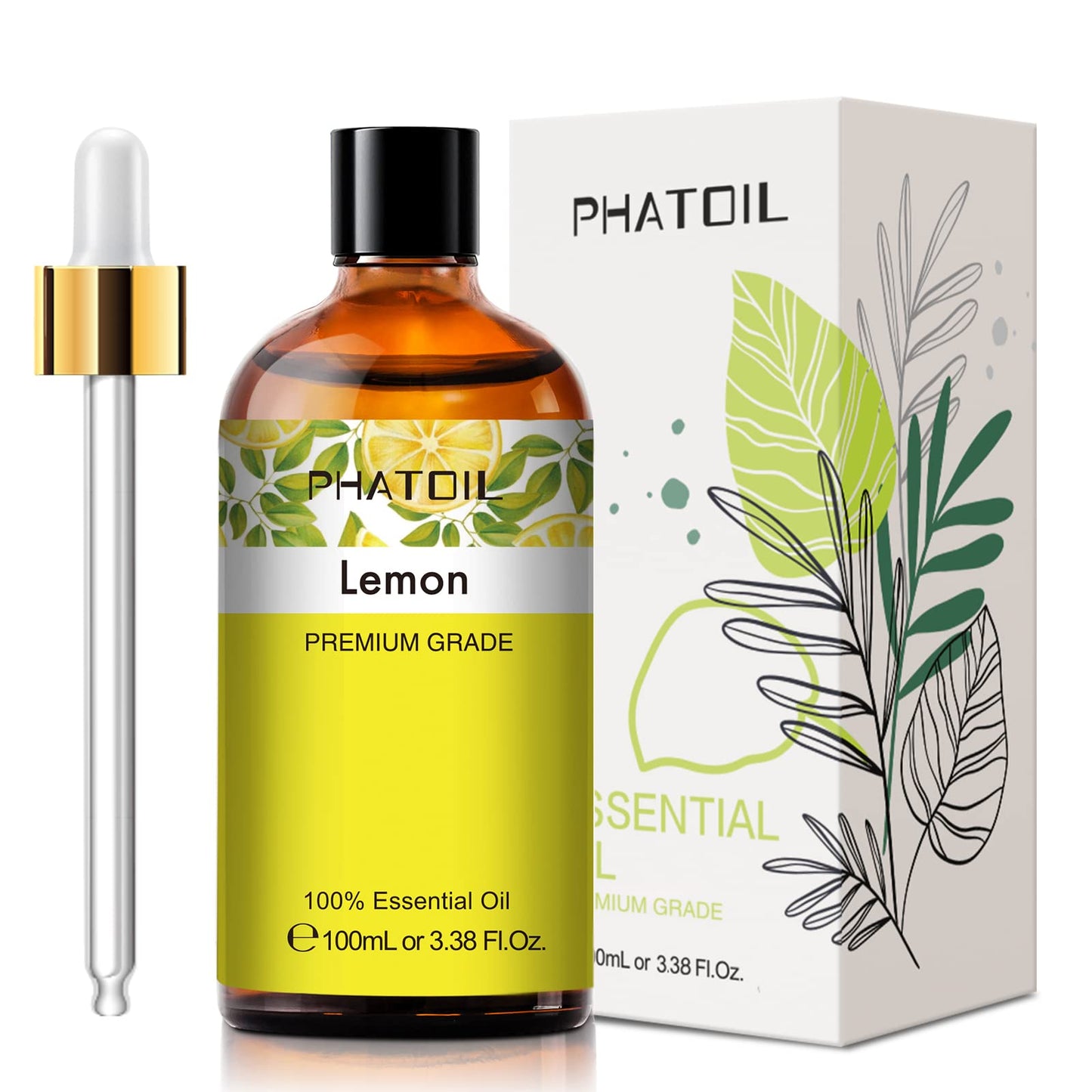 PHATOIL Lemon Essential Oil 3.38oz – Aromatherapy, Diffusers, DIY Candles & Gifts