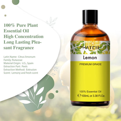 PHATOIL Lemon Essential Oil 3.38oz – Aromatherapy, Diffusers, DIY Candles & Gifts