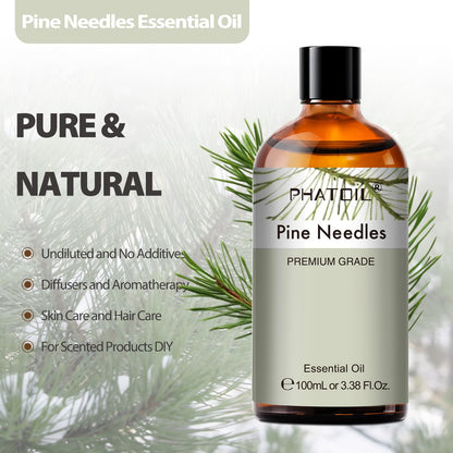 PHATOIL Pine Needle Essential Oil – Pure Aromatherapy, Home Freshening, Skin & Hair Care (3.38 Fl Oz)