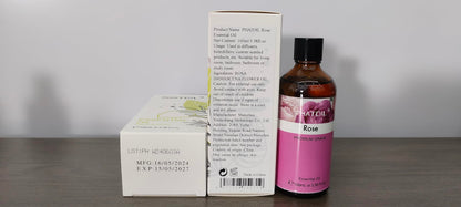 PHATOIL Rose Essential Oil 100ml with Glass Dropper – Aromatherapy, DIY Candles & Soaps