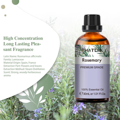 Rosemary Essential Oil 30ml | PHATOIL Premium Aromatherapy Oil for Diffusers, DIY Soap & Candles