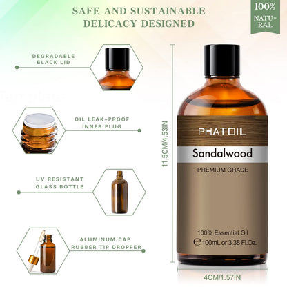 PHATOIL Sandalwood Essential Oil 100ml (3.38 oz) – Pure Aromatherapy