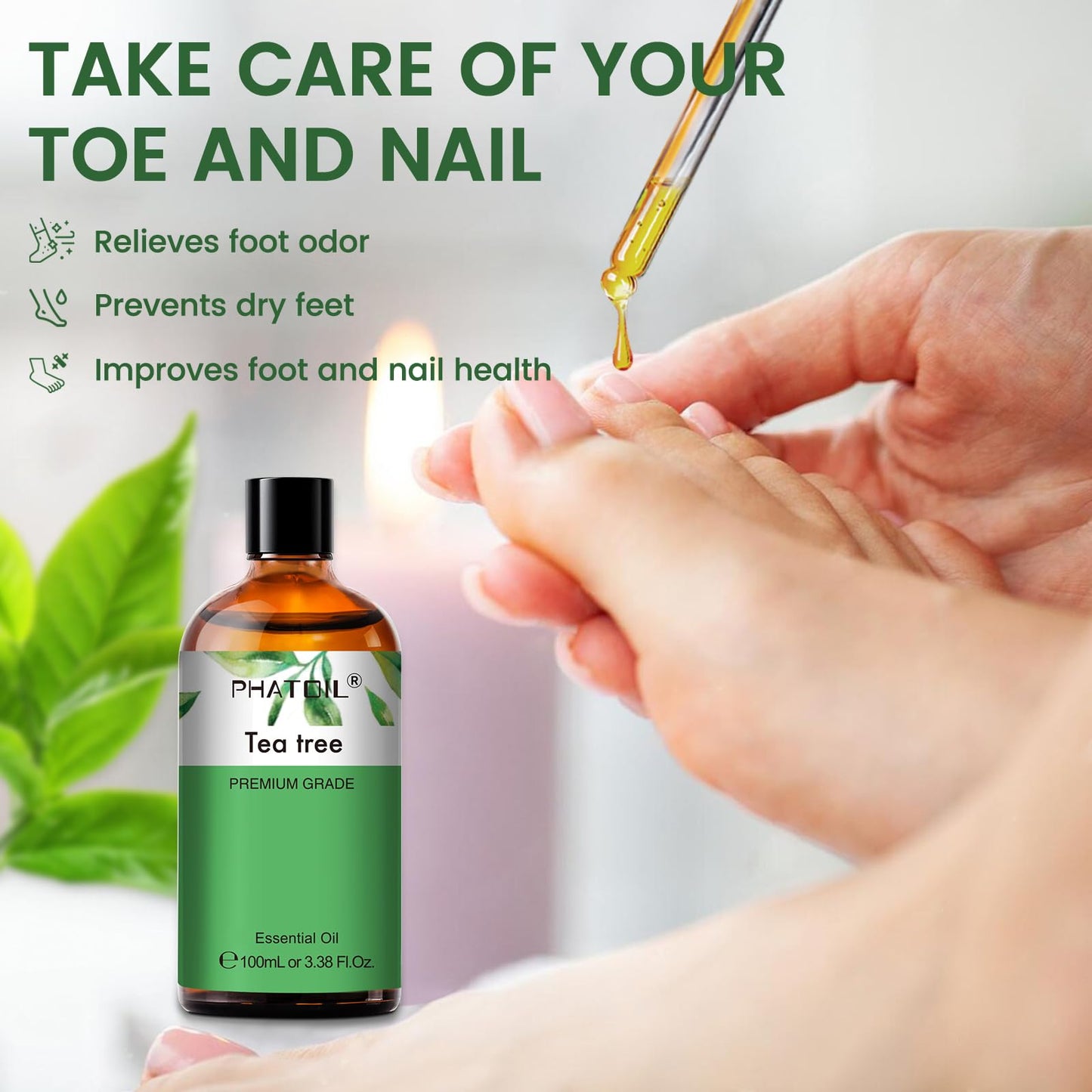 PHATOIL Pure Tea Tree Essential Oil - 3.38 fl oz | 100% Pure Therapeutic Grade