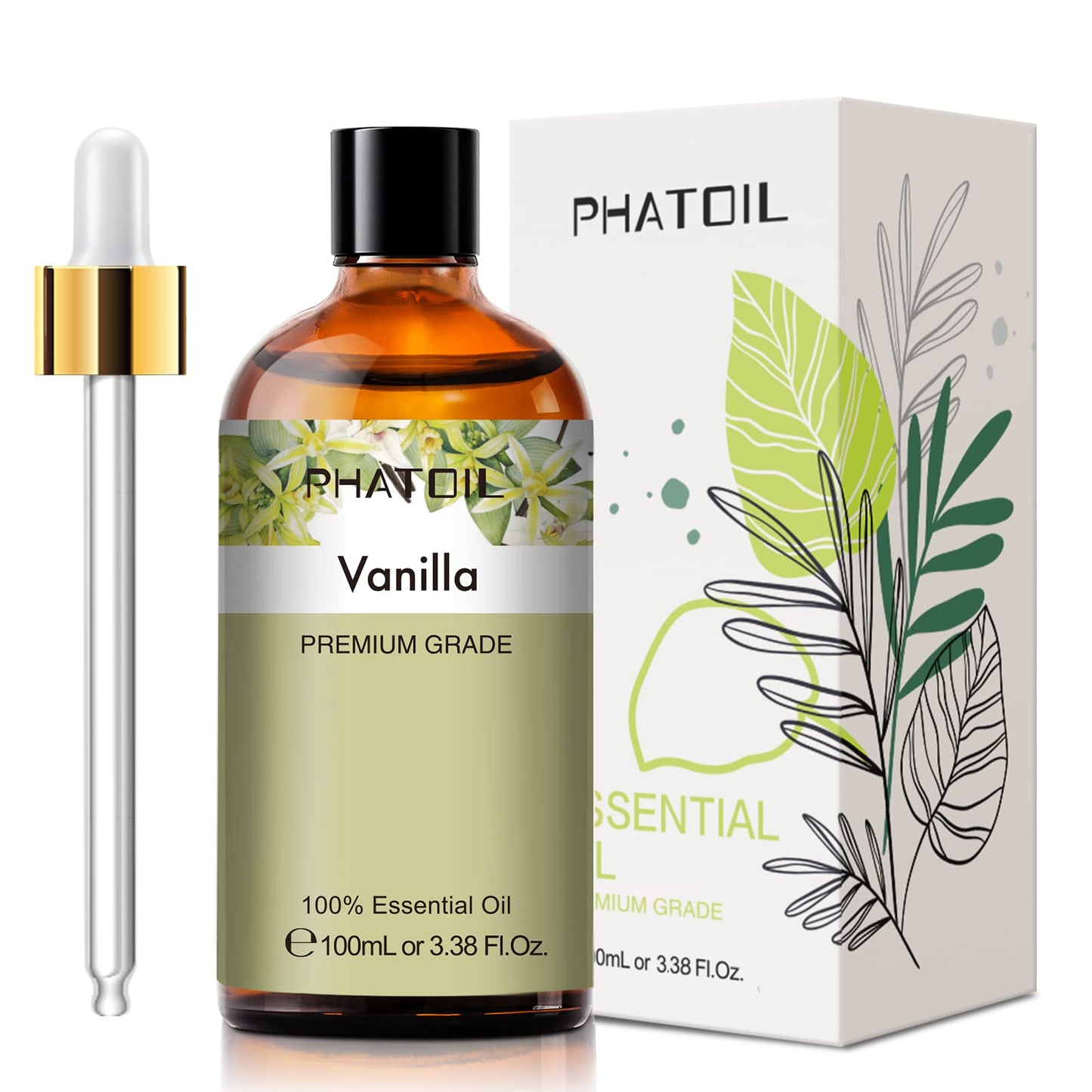 PHATOIL Vanilla Essential Oil 100ml - Diffuser, Aromatherapy, Sleep & Relax