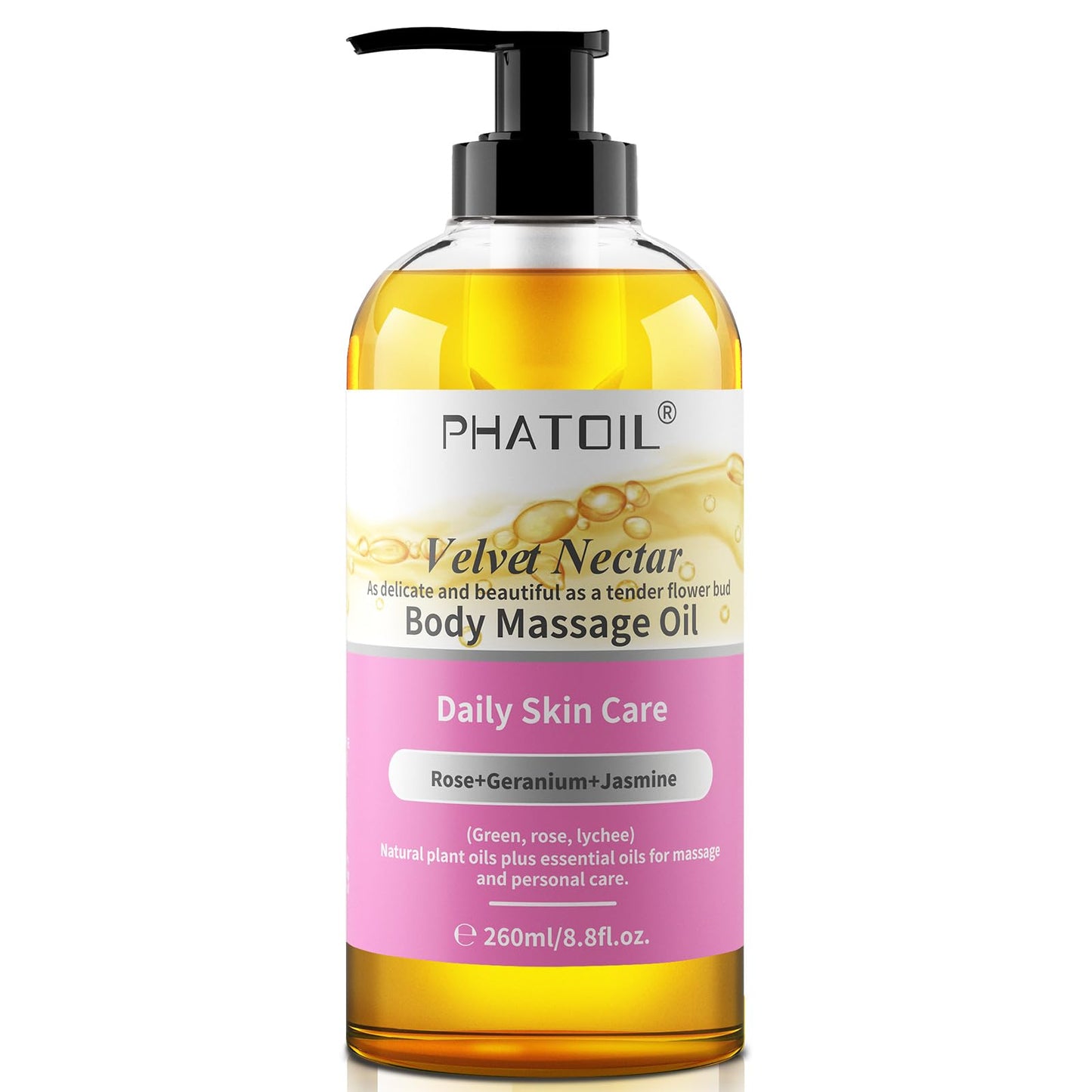 Velvet Nectar Body Massage Oil 260 ml – Rose, Jasmine & Geranium