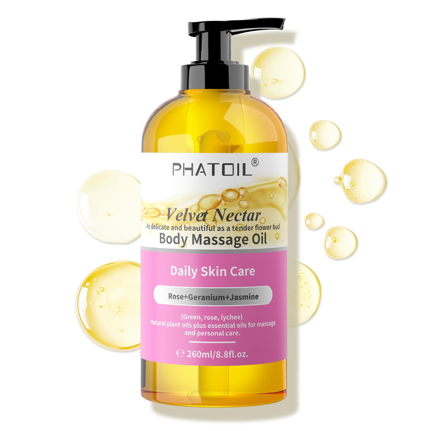 Velvet Nectar Body Massage Oil 260 ml – Rose, Jasmine & Geranium