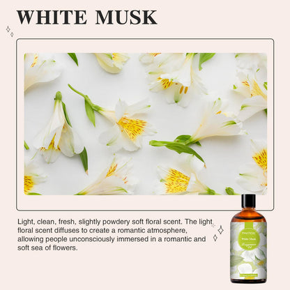 White Musk Fragrance Oils 100ML – PHATOIL Glass Dropper for Diffusers & DIY