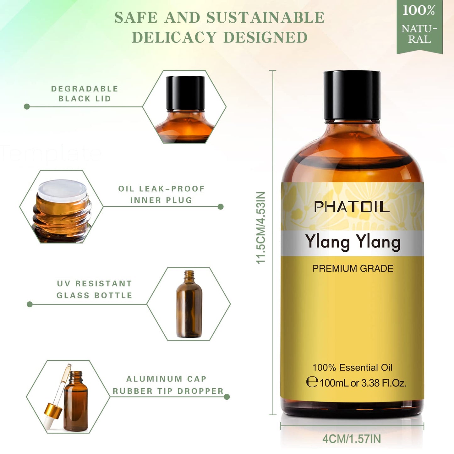 PHATOIL 100ML Ylang Ylang Essential Oil – Premium Essential Oils for Diffuser, Humidifier, Soap & Candle Making