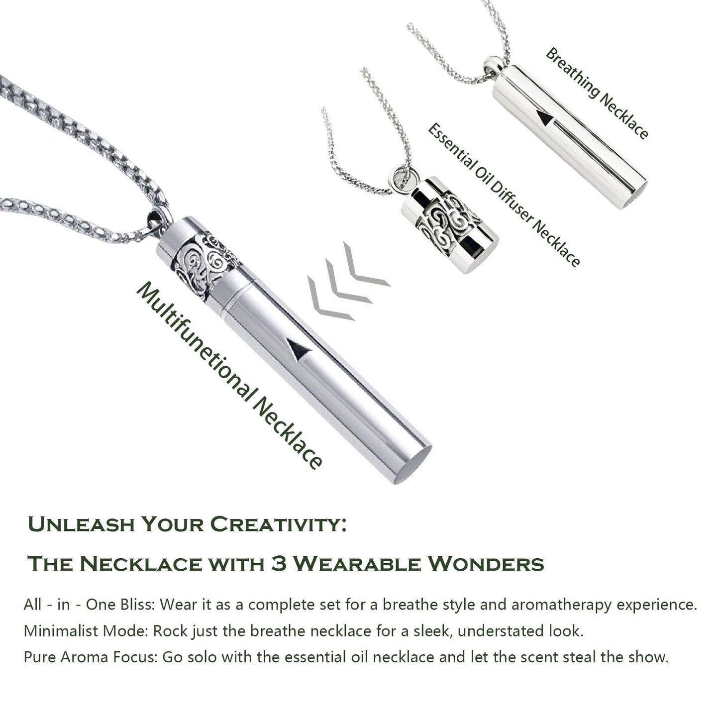 Phaxud Mindfulness Breathing Necklace & Essential Oil Diffuser – 2-in-1 Stainless Steel Breathlink Jewelry (Gold)