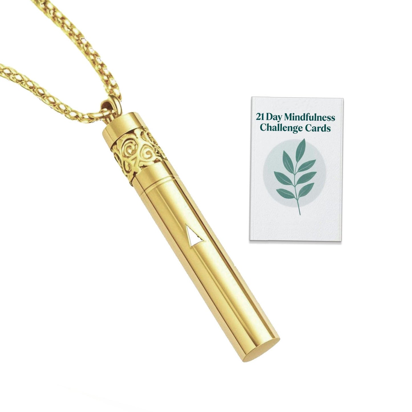Phaxud Mindfulness Breathing Necklace & Essential Oil Diffuser – 2-in-1 Stainless Steel Breathlink Jewelry (Gold)