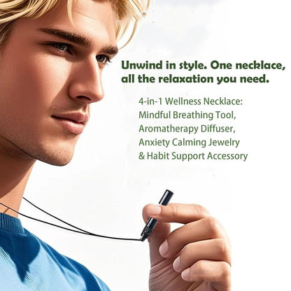 Phaxud Mindfulness Breathing Necklace & Essential Oil Diffuser – 2-in-1 Stainless Steel Breathlink Jewelry (Gold)