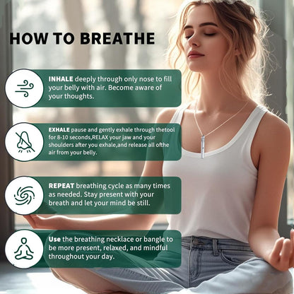 phaxud Mindfulness Breathing Necklace & Essential Oil Diffuser - 2-in-1 Stainless Steel Jewelry (Black)