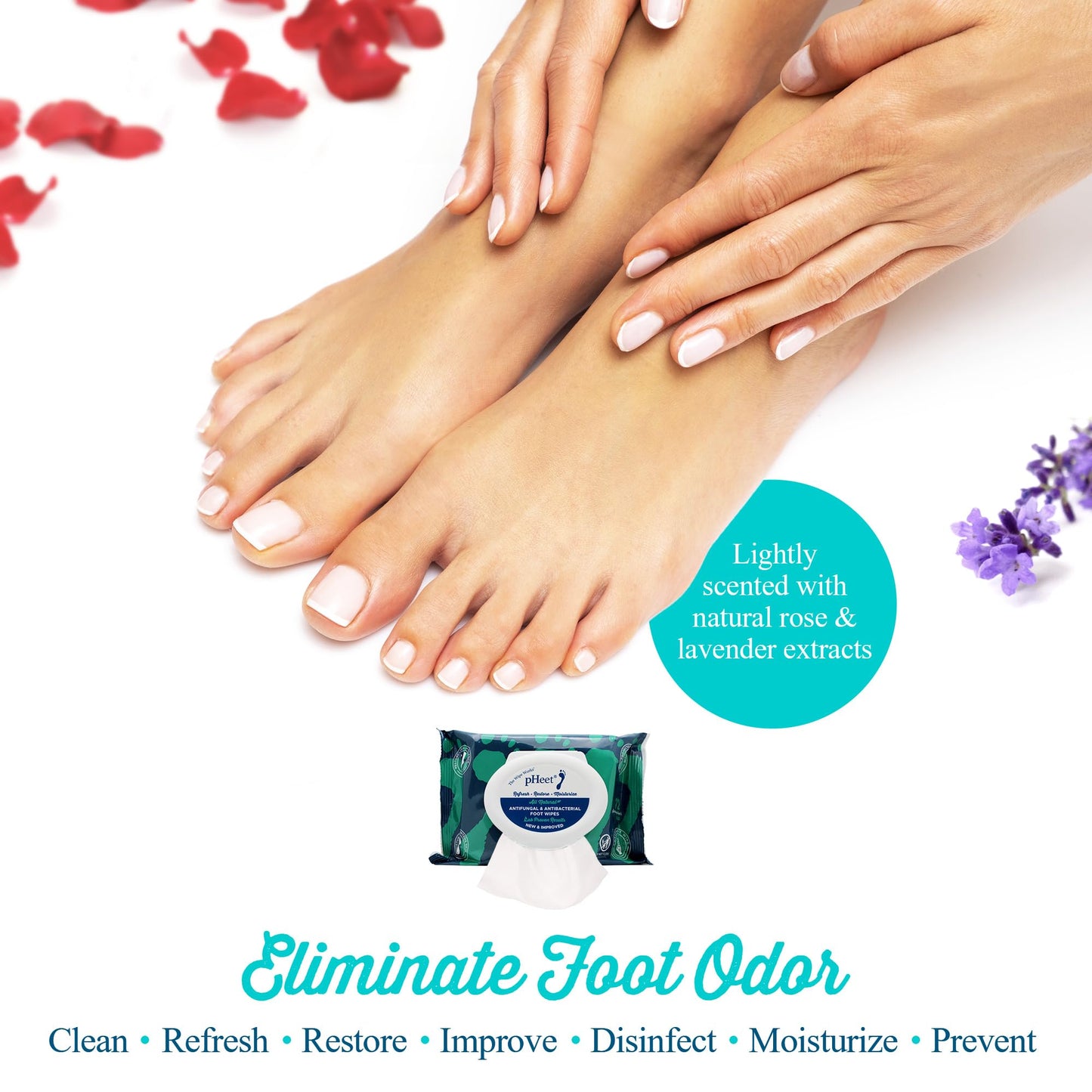 pHeet Foot Wipes – All-Natural Antifungal & Antibacterial Foot Care (72 Count)