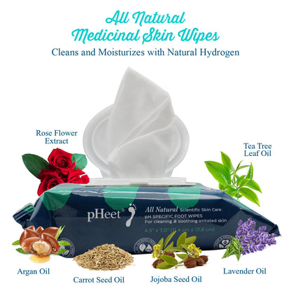 pHeet Foot Wipes – All-Natural Antifungal & Antibacterial Foot Care (72 Count)