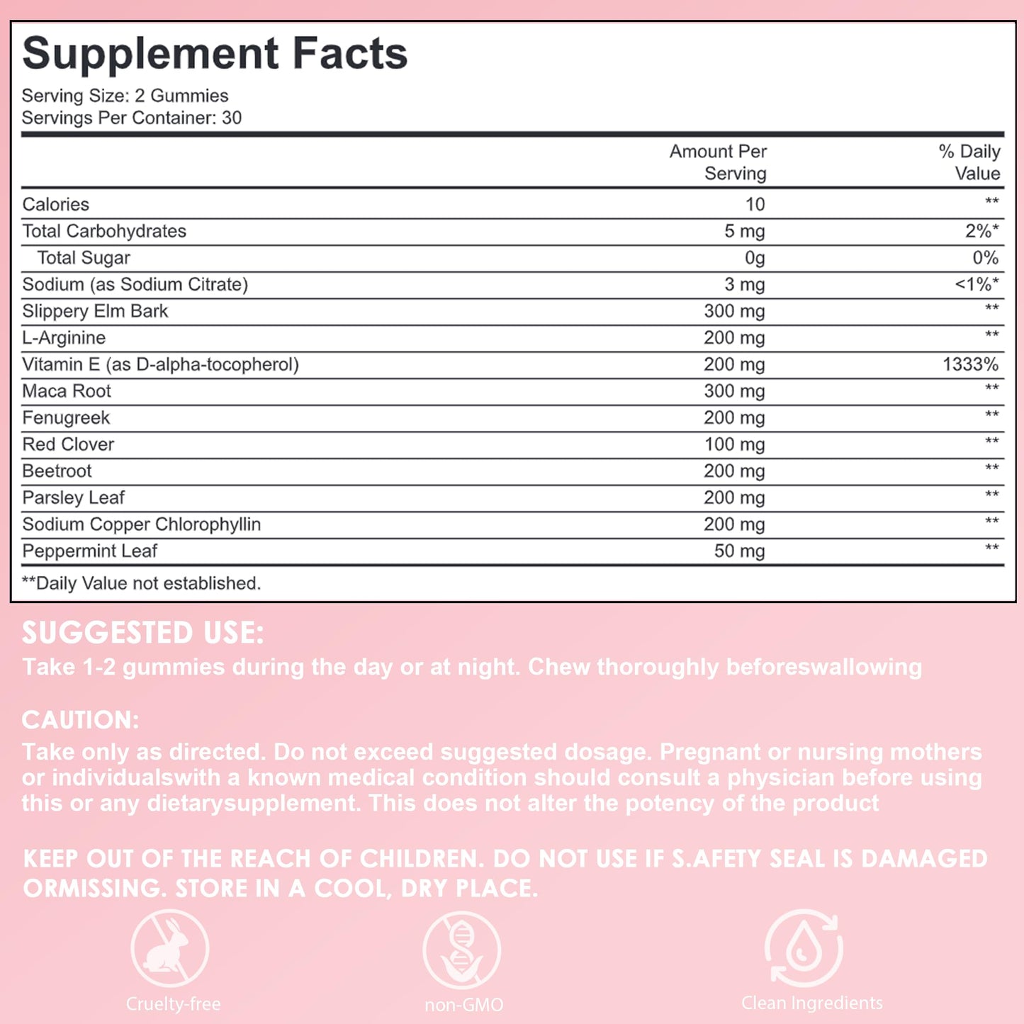 Pheromone Gummies for Women – Slippery Elm, Hormone Balance, Odor Support, 60 Vegan Gummies