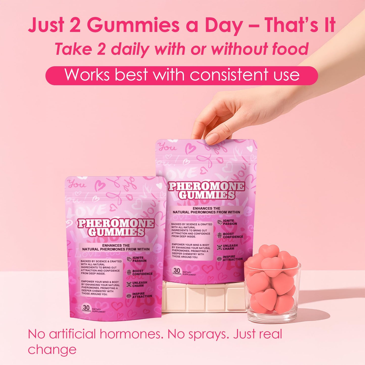 Pheromone Gummies for Women – Slippery Elm, Hormone Balance, Odor Support, 60 Vegan Gummies