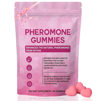 Pheromone Gummies for Women – Enhance Natural Scent & Confidence Support, Strawberry Flavor, 60 Gummies