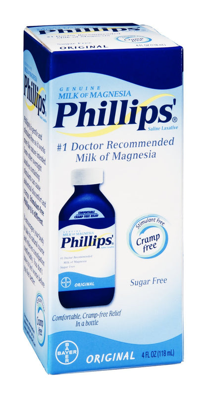 Philips Milk of Magnesia Saline Laxative Original Sugar Free — 4 oz Bottle