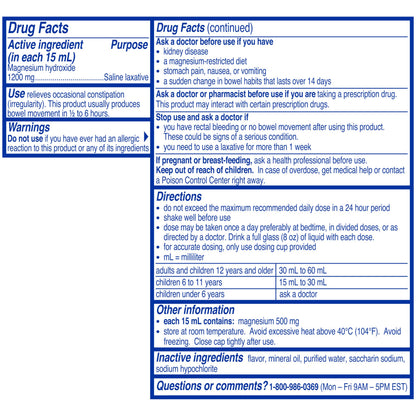 Phillips' Fresh Mint Milk of Magnesia Liquid — Pack of 2 (52 oz total) | Mint Laxative