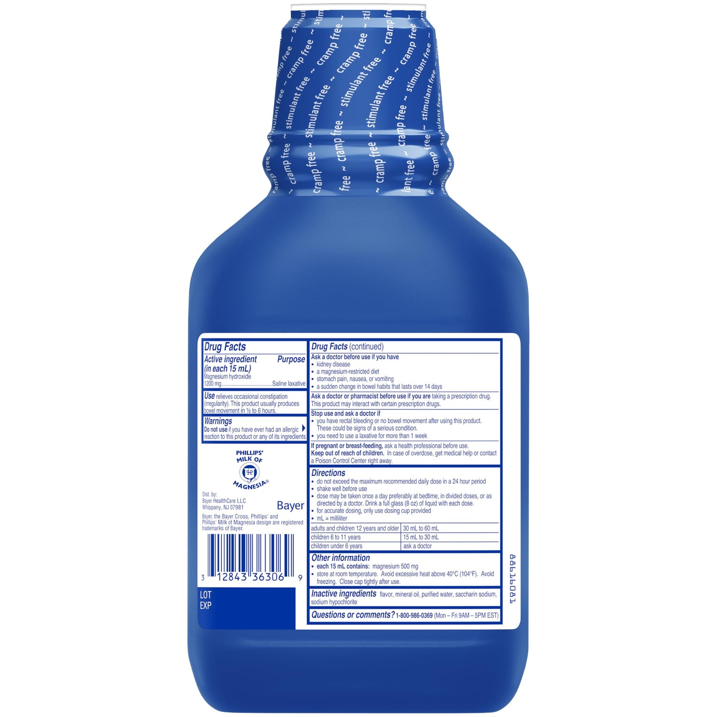 Phillips' Fresh Mint Milk of Magnesia Liquid — Pack of 2 (52 oz total) | Mint Laxative