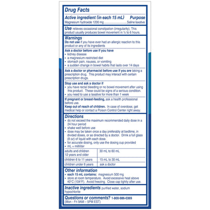 Phillips' Milk of Magnesia Original Laxative — Gentle, Stimulant-Free Relief (Pack of 6, 4 oz each)
