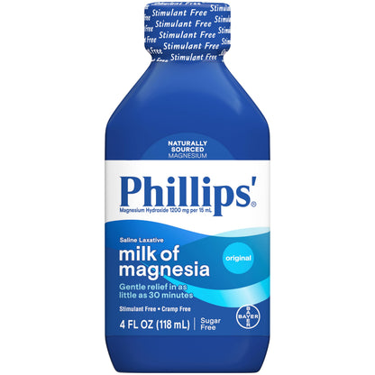 Phillips' Milk of Magnesia Original Laxative — Gentle, Stimulant-Free Relief (Pack of 6, 4 oz each)