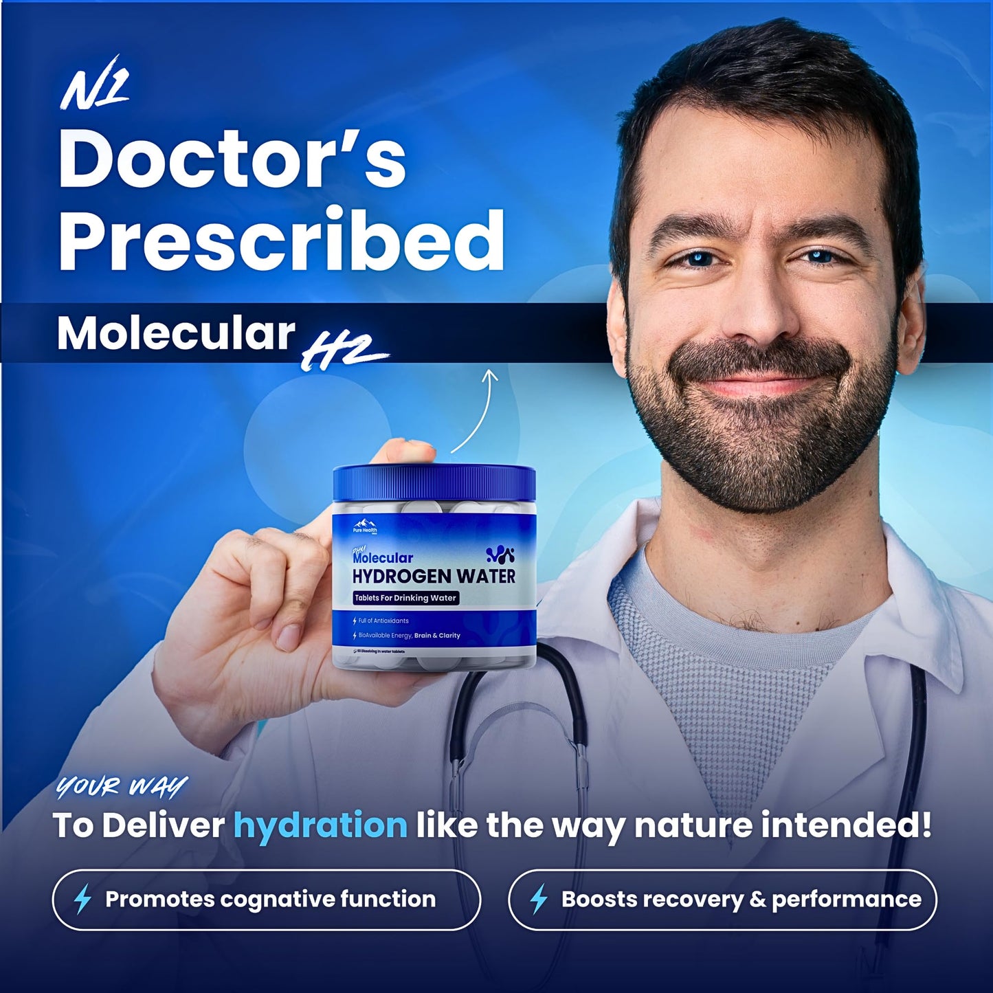 PHM Hydrogen Water Tablets – H2 Molecular Tabs | Hydration & Energy (90 Tablets)