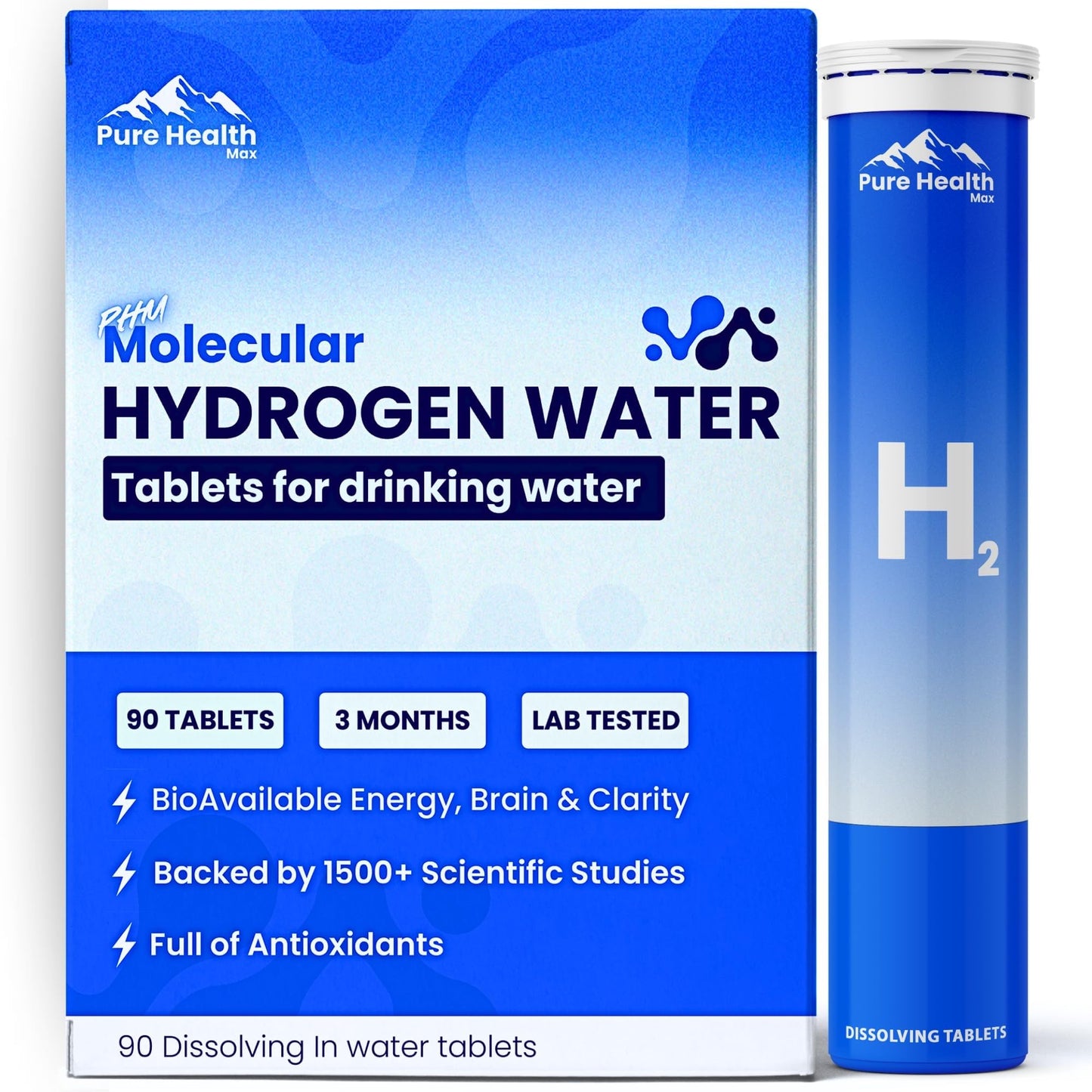 PHM Hydrogen Water Tablets – H2 Molecular Tabs for Hydration & Energy | 90 Tablets