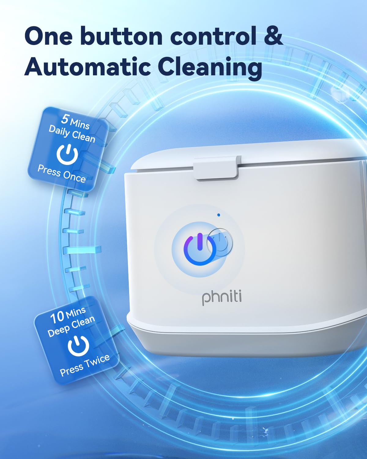 Ultrasonic Retainer Cleaner – Phniti 48kHz Portable Dental Cleaner (375ml)