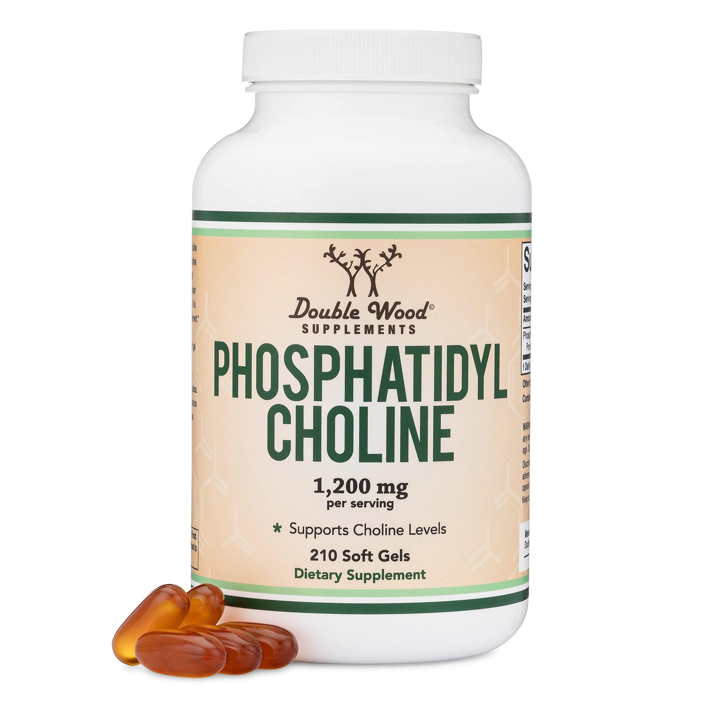 Phosphatidylcholine 1,200mg – 210 Softgels | Brain Health Support | Non-GMO & Gluten Free | Double Wood