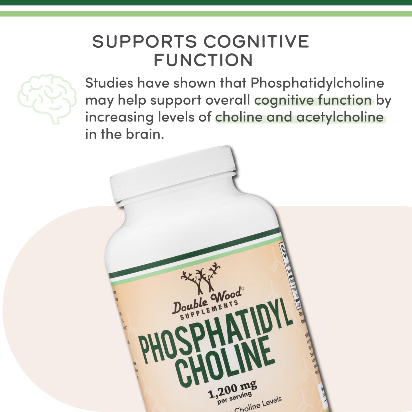 Phosphatidylcholine 1,200mg – 210 Softgels | Brain Health Support | Non-GMO & Gluten Free | Double Wood